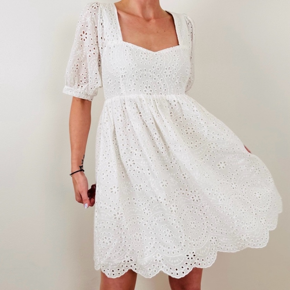 Elegant White Eyelet Dress